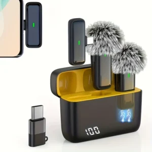 Mini Wireless Lavalier Microphone for Cell Phones Type-C with Charging Case Noise-Canceling Portable for Meeting Recordings