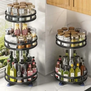 360°Rotation Spice Rack Organizer Jar for Kitchen Storage.