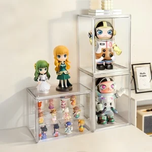 Clear Display Box Stackable Plastic Dustproof Storage Bins Figures Display Collectibles Bag Cosmetic Show Case with Interlayers