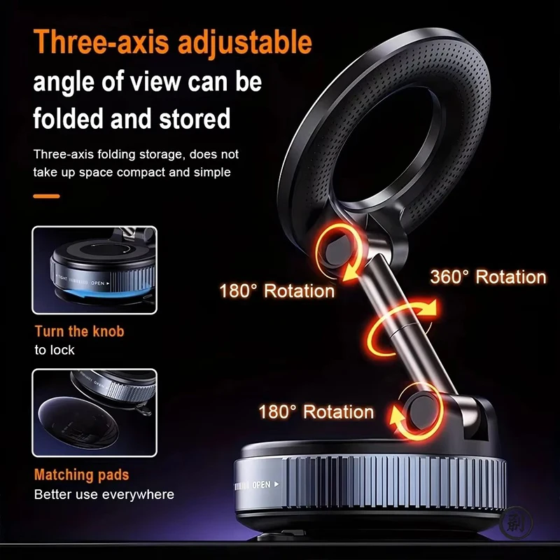 Vacuum Magnet Bracket Upgraded Version Multi-angles Adjustment Strong Magnetic Suck Design Foldable Car Navigation Phone Holder - Image 4