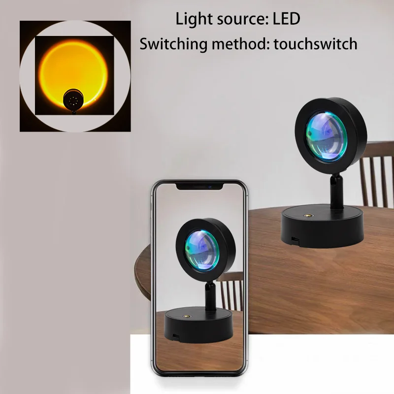LED rechargeable magnetic sunset projection light can be rotated 360 degrees to touch dimming sunset atmosphere light - Image 3