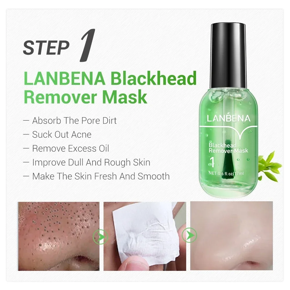 LANBENA Blackhead Remover Mask + Shrinks Pore Serum (Step 1+Step 2) Facial Acne Treatment 17ml - Image 5