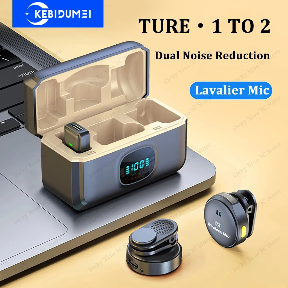 Wireless Microphone, Magnetic Suction Microphone, Dual Noise Reduction Mic For Video Recording