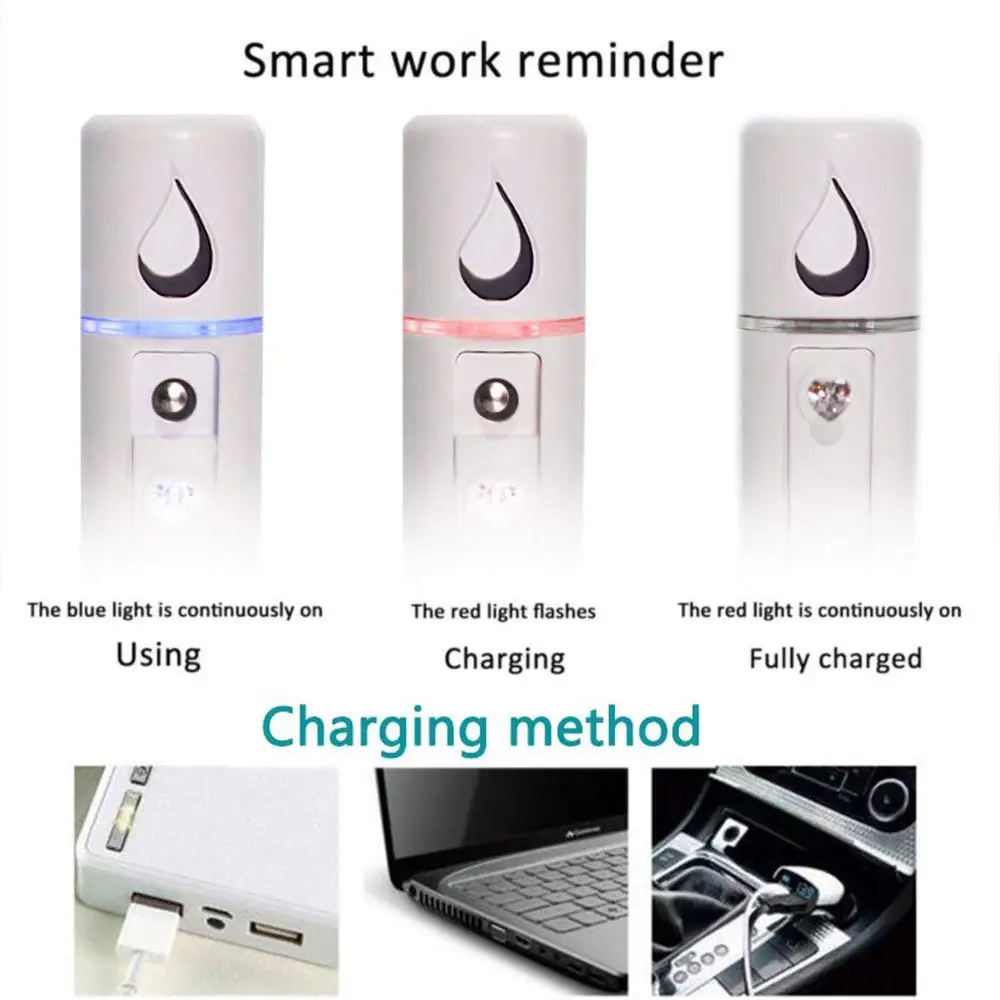 20mL Nano Cold Spray Face Steamer Mini Portable USB Rechargeable ABS Humidifier Nebulizer Beauty Cool Mist Skin Care Tools - Image 2