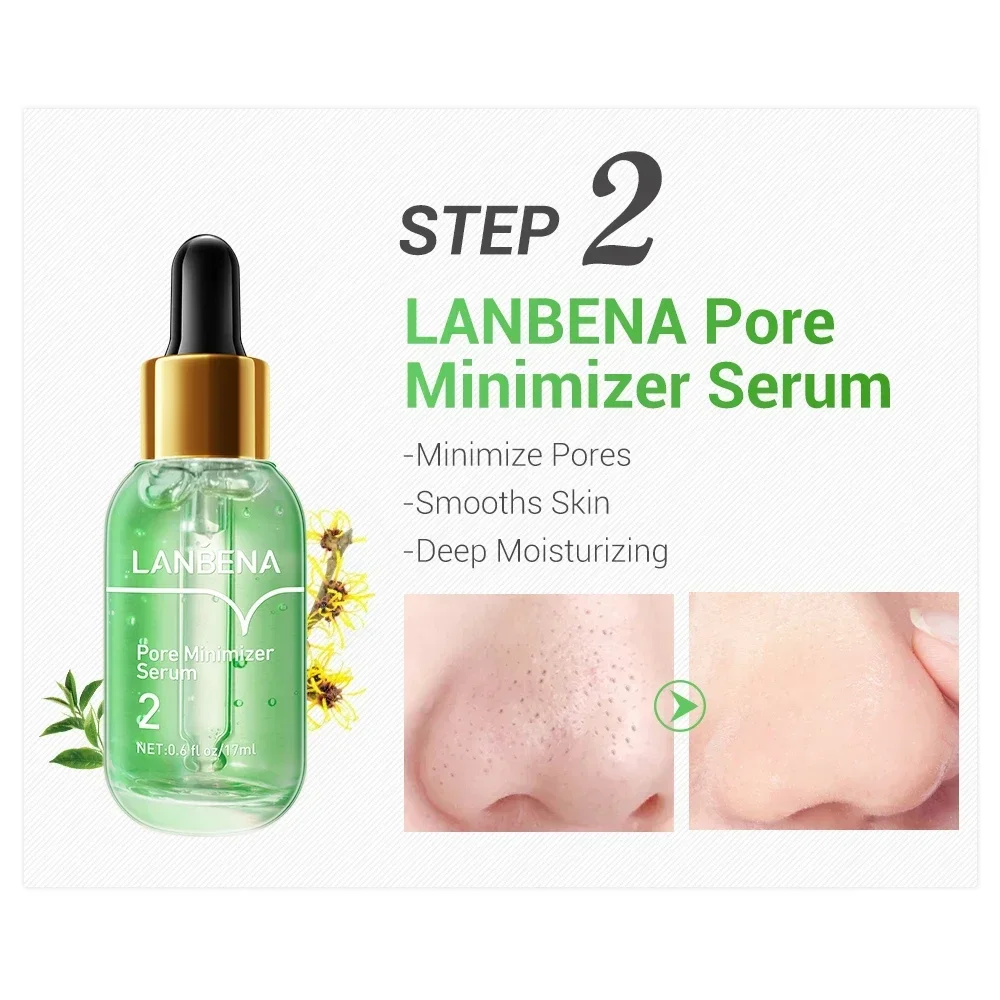 LANBENA Blackhead Remover Mask + Shrinks Pore Serum (Step 1+Step 2) Facial Acne Treatment 17ml - Image 6