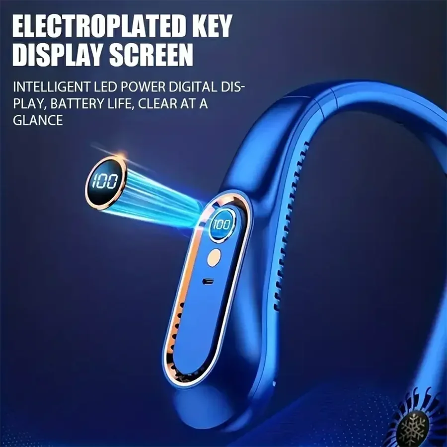 2025 New Best Sellers Wearable Neck Fan Portable Air Conditioner Bladeless Neck Fan Air Cooler 5 Gears and LED Display Screen - Image 3
