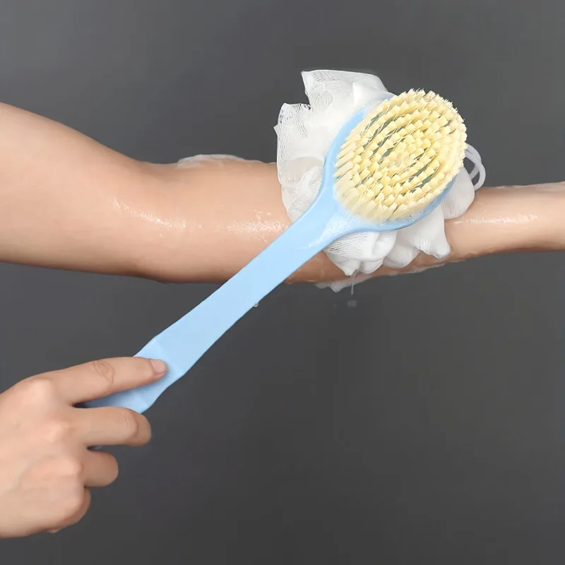 1/2pcs Long Handle Soft Bristle Bath Brush - 2-in-1 Body Back Scrubber & Dead Skin Remover,Deep Clean Skin Exfoliate Keratin - Image 3