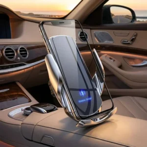 15W Fast Charging Smart Sensor Car Phone Holder Wireless & Magnetic Charging Auto-Clamping Car Mount for Qi-Enabled Phones Unive