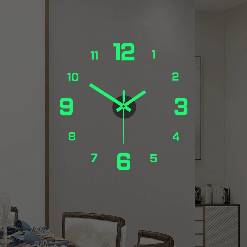 ●DIY Wall Clock For Home Office Frameless Modern 3D Wall Clock Mirror Stickers Hotel Room Design School Decoration