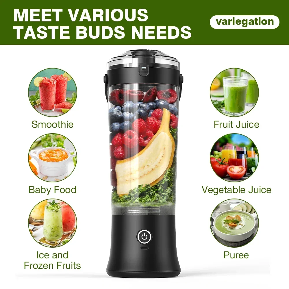 Foombthe Portable Blender Electric Juicer 500ML Fruit Mixers USB Rechargeable Smoothie Mini Blender Multifunction Juice Maker - Image 4