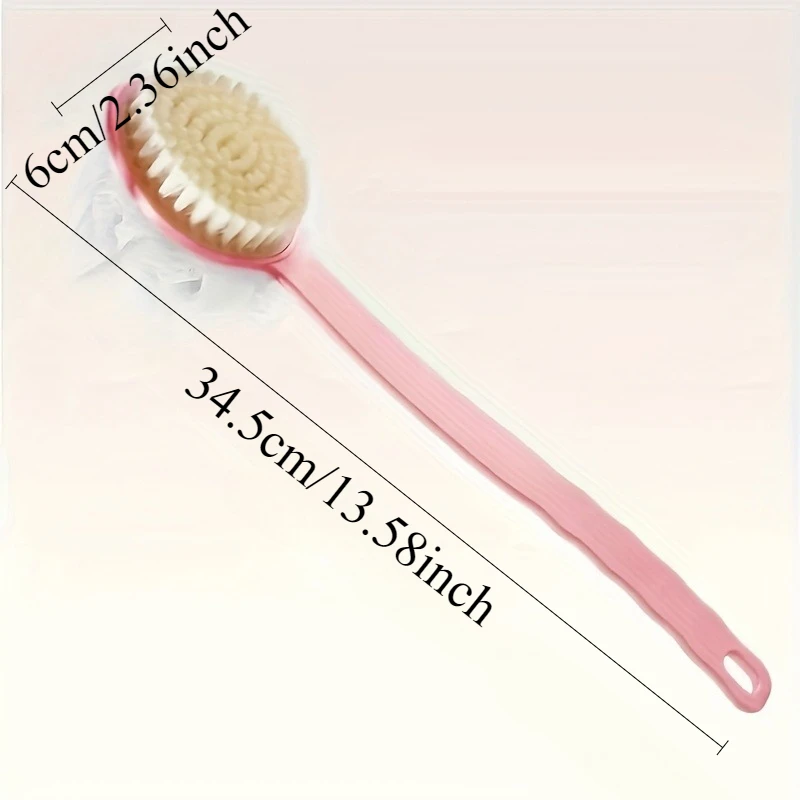 1/2pcs Long Handle Soft Bristle Bath Brush - 2-in-1 Body Back Scrubber & Dead Skin Remover,Deep Clean Skin Exfoliate Keratin - Image 4
