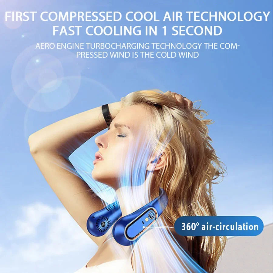 2025 New Best Sellers Wearable Neck Fan Portable Air Conditioner Bladeless Neck Fan Air Cooler 5 Gears and LED Display Screen - Image 5