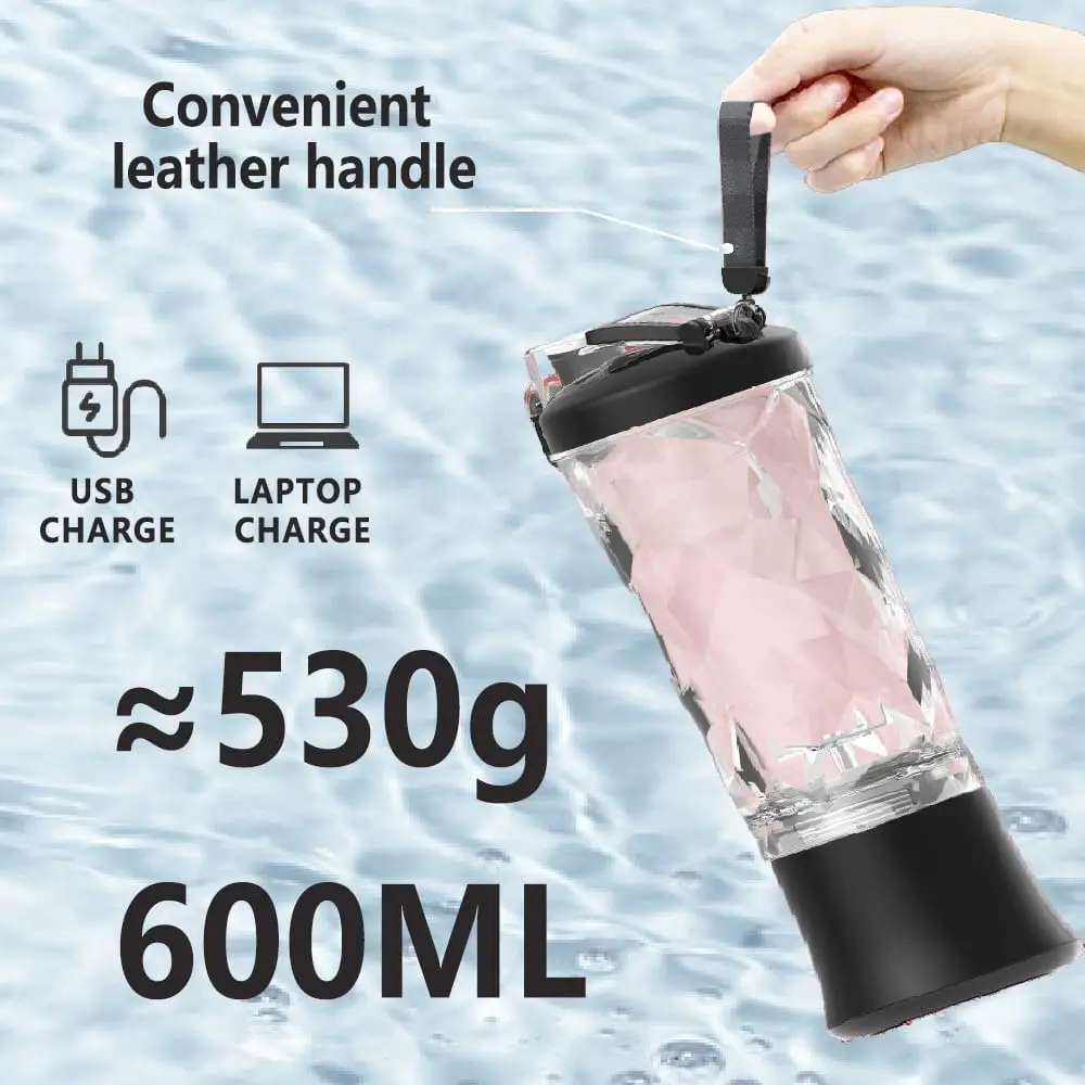 Portable blender with 20oz cup, USB-C rechargeable, self-cleaning, cordless for smoothies, gym, office. - Image 4