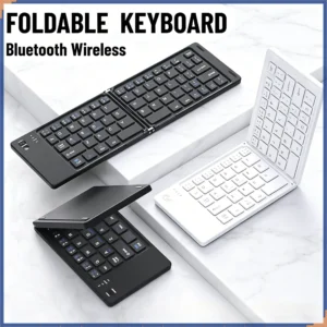 Foldable Wireless Keyboard Slim Bluetooth Keyboard Rechargeable Folding Keyboard for Ipad For IOS Android Windows