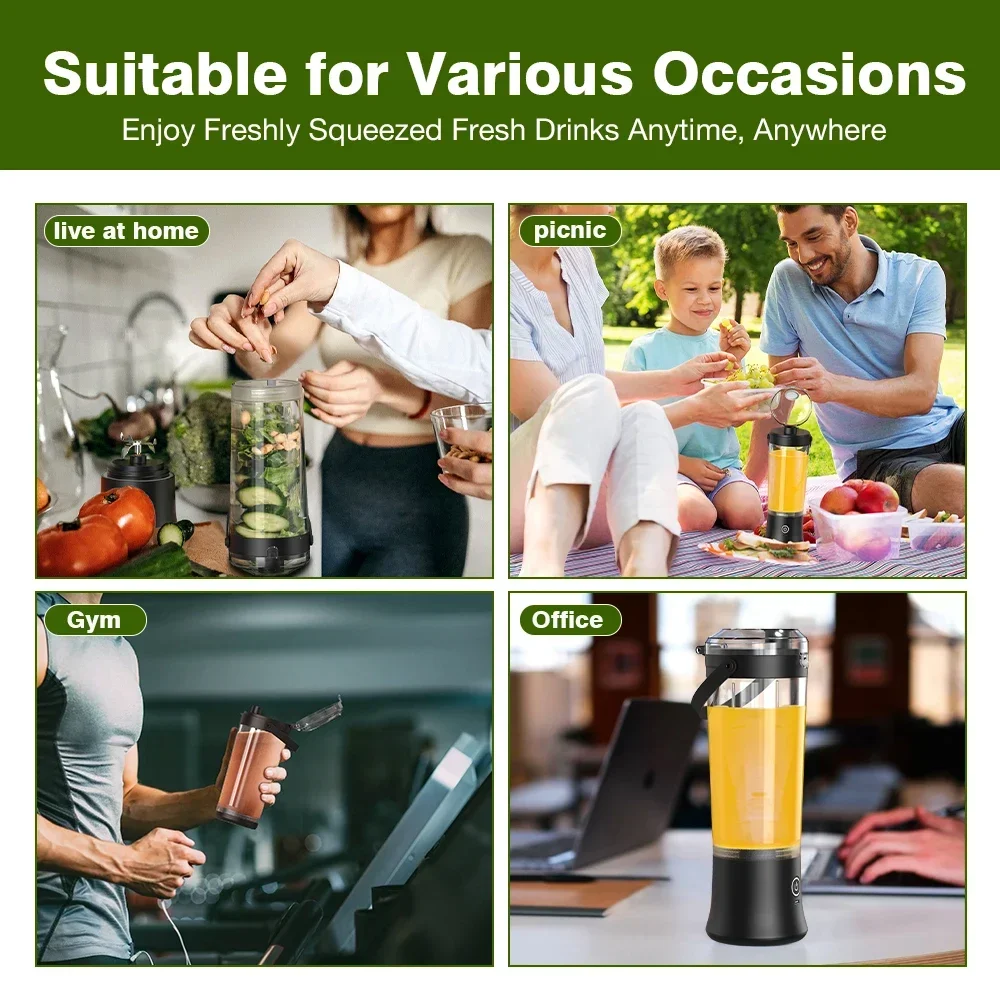 Foombthe Portable Blender Electric Juicer 500ML Fruit Mixers USB Rechargeable Smoothie Mini Blender Multifunction Juice Maker - Image 5