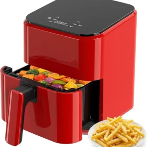 3QT Air Fryer, Small Air Fryer with Digital PP Touch Panel, Red