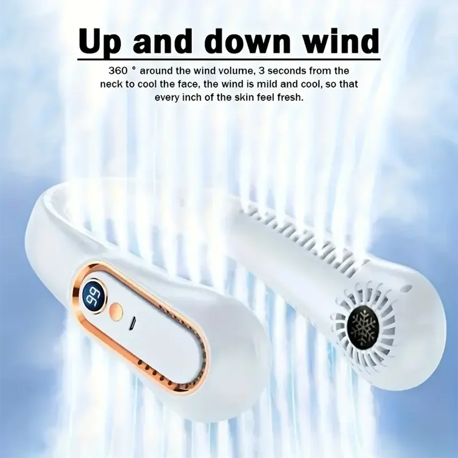 2025 New Best Sellers Wearable Neck Fan Portable Air Conditioner Bladeless Neck Fan Air Cooler 5 Gears and LED Display Screen - Image 2