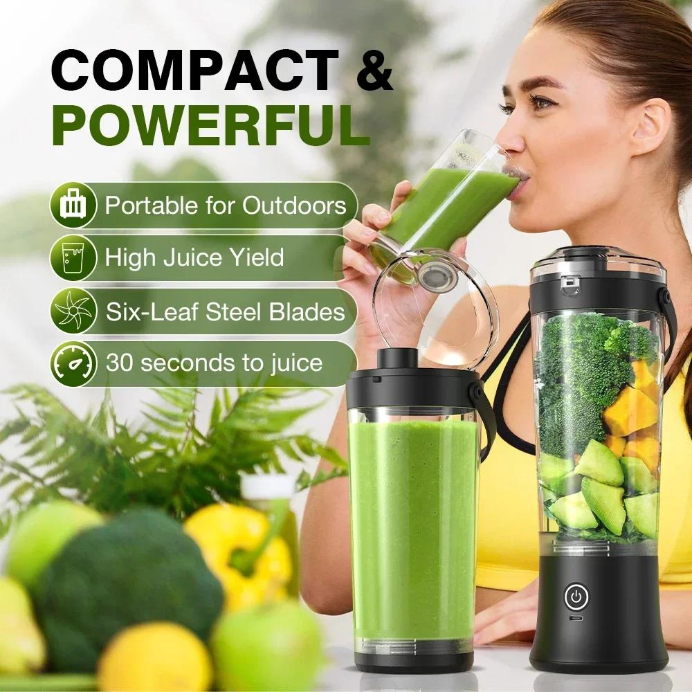 Foombthe Portable Blender Electric Juicer 500ML Fruit Mixers USB Rechargeable Smoothie Mini Blender Multifunction Juice Maker - Image 2