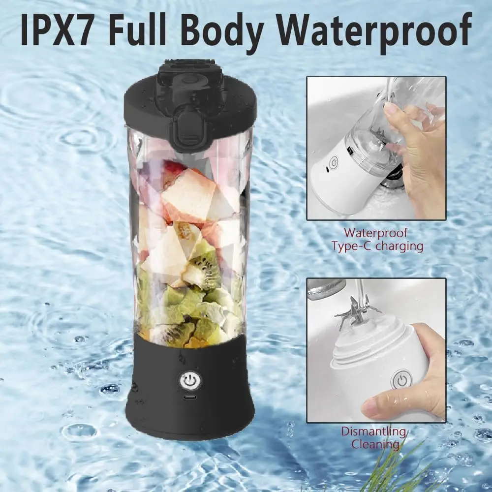 Portable blender with 20oz cup, USB-C rechargeable, self-cleaning, cordless for smoothies, gym, office. - Image 5