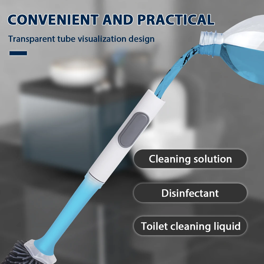 Water Spray Silicone Toilet Brush With Wall-Mounted Breathable Silicone TPR Brush 40cm Long Handle Bathroom Cleaning Accessories - Image 3