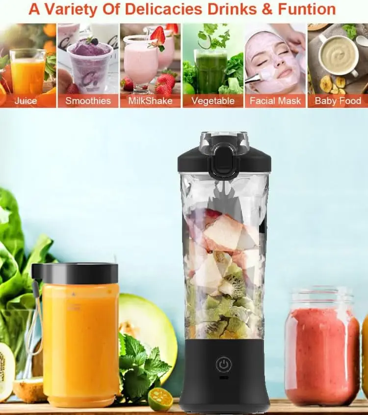 Portable blender with 20oz cup, USB-C rechargeable, self-cleaning, cordless for smoothies, gym, office. - Image 6